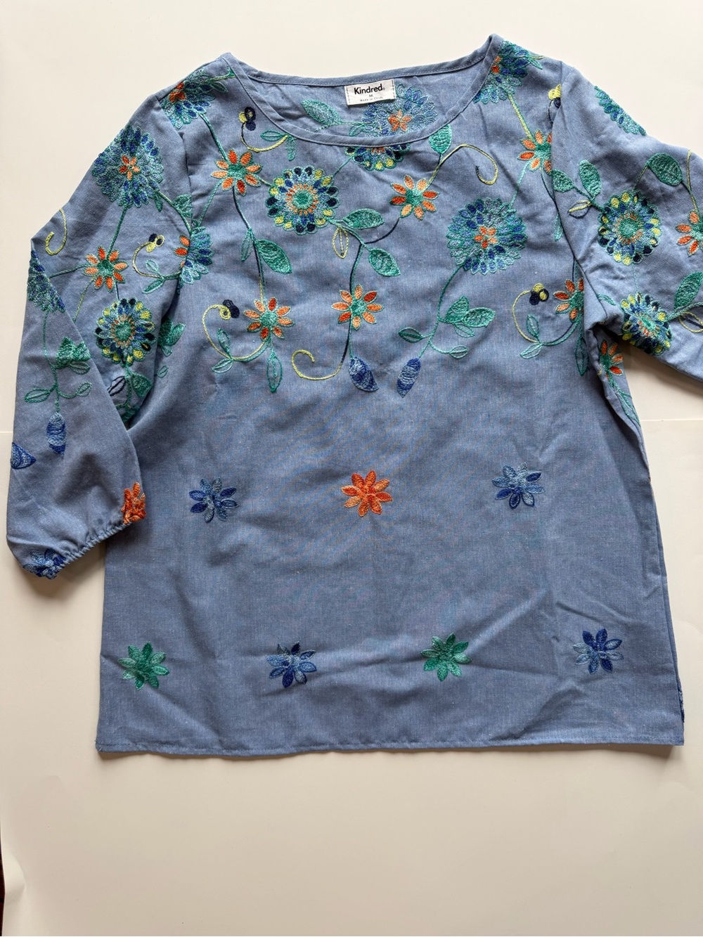 Kindred Blue Floral Embroidered Blouse